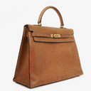 Hermes Vintage Kelly 35 Sellier In Vache Naturelle With Gold Hardware