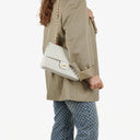 Chanel Medium Classic Double Flap Bag White Chevron Quilted Lambskin 24K Gold-Plated Hardware