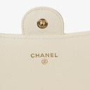Chanel Quillted Caviar White Leather Flap Wallet