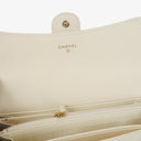 Chanel Quillted Caviar White Leather Flap Wallet