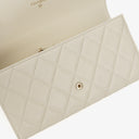 Chanel Quillted Caviar White Leather Flap Wallet