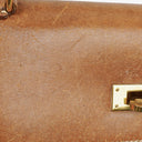Hermes Vintage Kelly 35 Sellier In Vache Naturelle With Gold Hardware