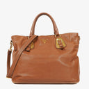 Prada Brown Leather Convertible Tote Bag