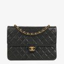 Chanel Medium Classic Single Flap Bag Black Quilted Lambskin With 24K Gold-Plated Hardware