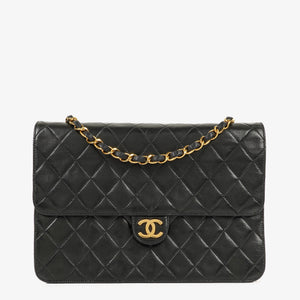 Chanel Medium Classic Single Flap Bag Black Quilted Lambskin With 24K Gold-Plated Hardware