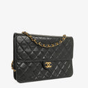 Chanel Medium Classic Single Flap Bag Black Quilted Lambskin With 24K Gold-Plated Hardware