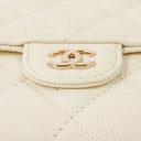 Chanel Quillted Caviar White Leather Flap Wallet