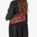 Chanel Double Stitch Red Square Lambskin Flap Bag