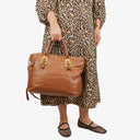 Prada Brown Leather Convertible Tote Bag