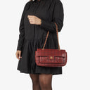 Chanel Double Stitch Red Square Lambskin Flap Bag