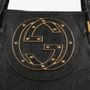 Gucci Studded GG Logo Black Leather Tote Bag