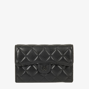Chanel Card Holder Wallet So Black Lambskin Quilted Flap