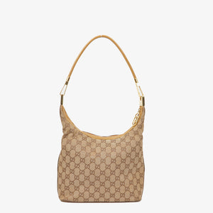 Gucci GG Canvas And Leather Shoulder Hobo Bag