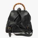 Gucci Vintage Black Leather Bamboo Backpack