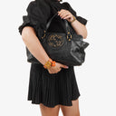 Gucci Studded GG Logo Black Leather Tote Bag