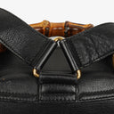 Gucci Vintage Black Leather Bamboo Backpack