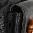 Gucci Vintage Black Leather Bamboo Backpack