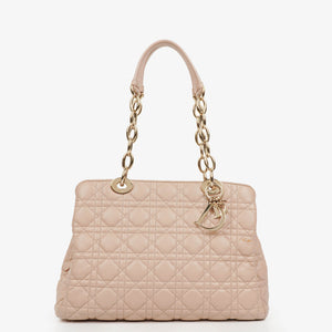 Christian Dior Pale Pink Shopping Tote Cannage Quilted Leather Bag