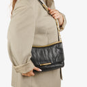 Miu Miu Black Leather Flap Shoulder Bag