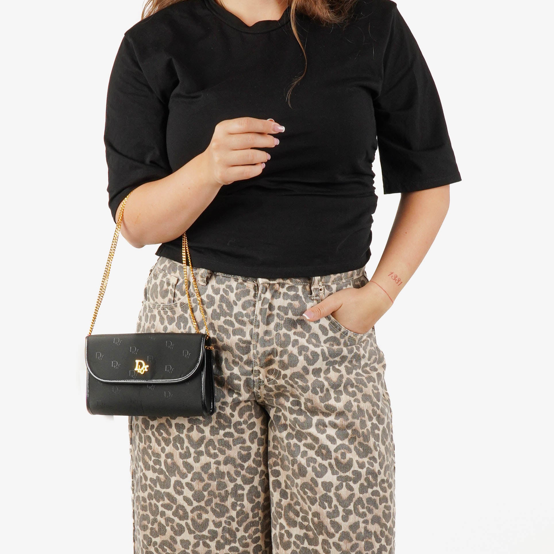 Dior Canvas Chain Black Shoulder Bag