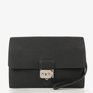 Hermes Sac a Depeches Black Courchevel Leather 24cm Pouch