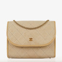 Chanel Mini Flap Bag in Beige Quilted Lambskin with 24k Gold Plated Hardware