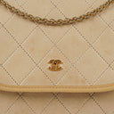 Chanel Mini Flap Bag in Beige Quilted Lambskin with 24k Gold Plated Hardware
