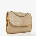 Chanel Mini Flap Bag in Beige Quilted Lambskin with 24k Gold Plated Hardware