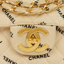 Chanel Jumbo Letter Logo Bag Beige Canvas With 24K Gold-Plated Hardware