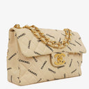 Chanel Jumbo Letter Logo Bag Beige Canvas With 24K Gold-Plated Hardware