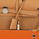 Hermes Herbag Zip 31 PM Vache Hunter Toile Dune/Sable Naturel And Orange With Palladium Hardware