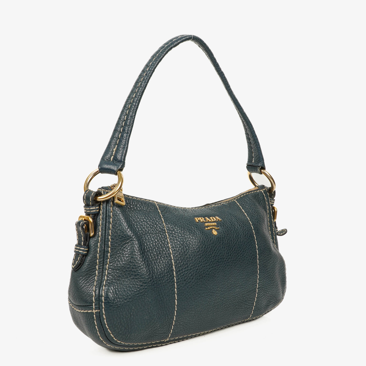 Prada Vitello Daino Dark Blue Leather Shoulder Bag