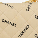 Chanel Jumbo Letter Logo Bag Beige Canvas With 24K Gold-Plated Hardware