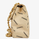 Chanel Jumbo Letter Logo Bag Beige Canvas With 24K Gold-Plated Hardware