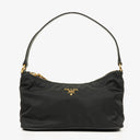 Prada Black Tessuto and Saffiano Leather Shoulder Bag
