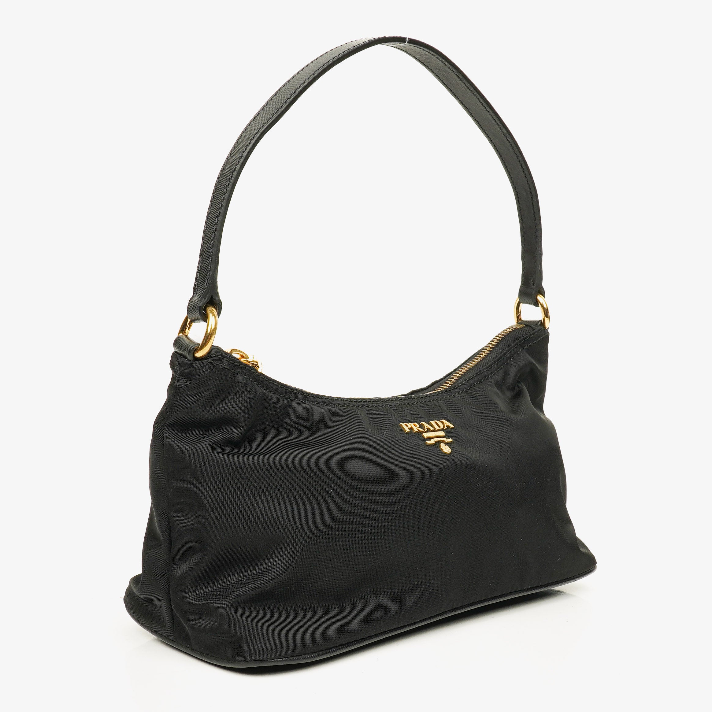 Prada Black Tessuto and Saffiano Leather Shoulder Bag