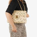 Chanel Jumbo Letter Logo Bag Beige Canvas With 24K Gold-Plated Hardware