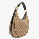 Gucci Beige GG Monogram Canvas And Black Leather Twins Hobo Bag