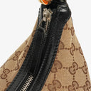 Gucci Beige GG Monogram Canvas And Black Leather Twins Hobo Bag