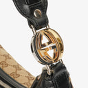 Gucci Beige GG Monogram Canvas And Black Leather Twins Hobo Bag