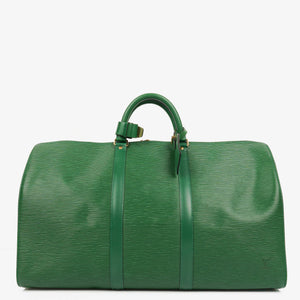 Louis Vuitton Keepall 50 Green EPI Leather Travel Bag