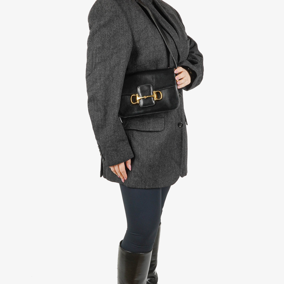Céline Vintage Crécy Black Leathe Shoulder Bag