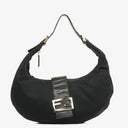 Fendi Fabric Black Croissant Half-Moon Hobo Bag