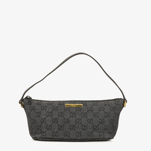 Gucci Baguette Pochette Boat Black Denim GG Monogram Bag