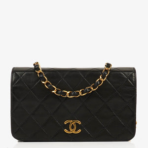 Chanel Classic Full Flap Bag Black Quilted Leather 24K Gold-Plated Hardware