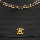 Chanel Classic Lambskin Half Moon Black Flap Bag With 24K Gold-Plated Hardware