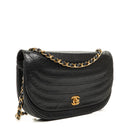 Chanel Classic Lambskin Half Moon Black Flap Bag With 24K Gold-Plated Hardware