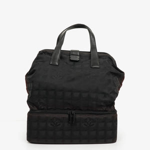 Chanel New Travel Line BLack Nylon Boston Bag