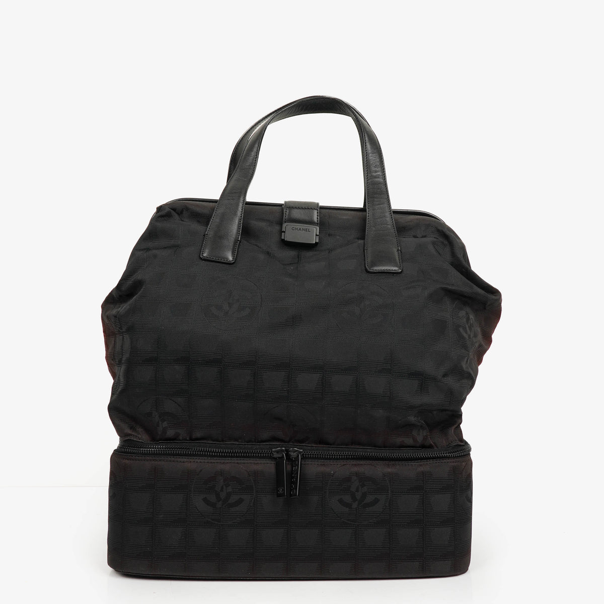 Chanel New Travel Line BLack Nylon Boston Bag