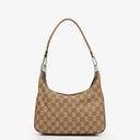 Gucci Brown And Beige Monogram Canvas And Leather Shoulder Hobo Bag